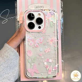 🔥GOOD🔥เชอร์รี่สีชมพู น่ารัก เคสนิ่มเต็มกล้อง 14 15 12 Pro Max 7Plus 13 11 16 Pro Max For Iphone 7 14 15 8 XR X XS Max