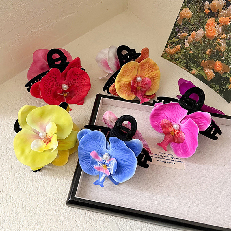 Rubuyou Atmosphere Sense Big Hair Clip ปลายสูง Hair Clip จำลอง Moth Orchid Hair Clip