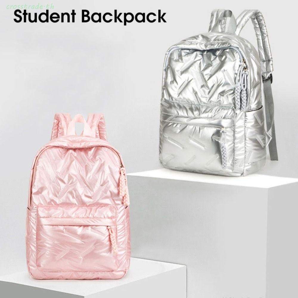 Crosstrade Space Cotton กระเป๋าเป้สะพายหลัง,สีทึบไนลอน Bubble กระเป๋าสะพาย, All-match Cloud จีบ Knapsack กระเป๋านักเรียนนักเรียน Streetwear