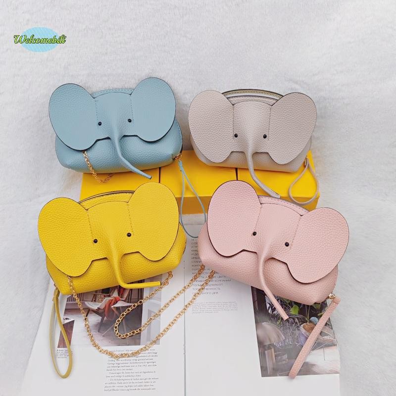[Welcomebili] ใหม่แฟชั่นเกาหลีสีทึบหนังpuกระเป๋าโทรศัพท์mini Elephant Crossbodyกระเป๋าสุภาพสตรีน่ารักกระเป๋าลําลองสําหรับผู้หญิงใหม่