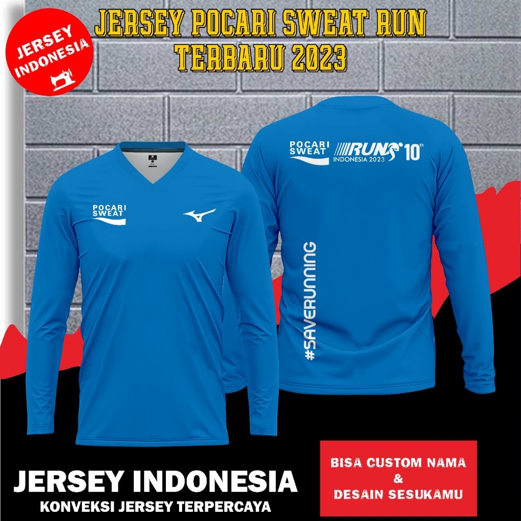 POCARI SWEAT RUN x MIZUNO 2023 เสื้อกีฬาวิ่งแขนยาว, เสื้อพิมพ์ลายเต็มพร้อมวัสดุ Dryfit สําหรับผู้ชาย