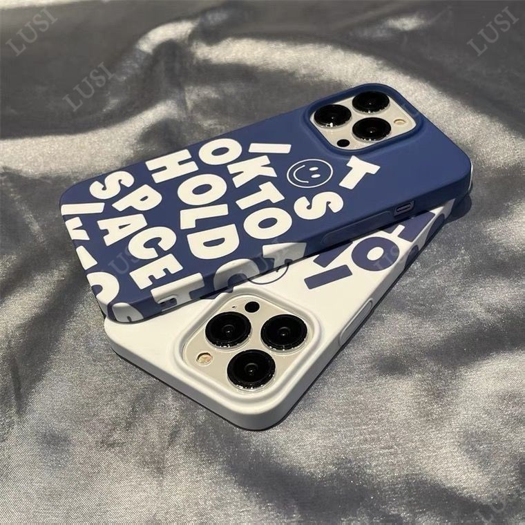 LUSI ตัวอักษรภาษาอังกฤษหน้ายิ้มเคสไอโฟน เคสโทรศัพท์เหมาะสําหรับ IPhone 14 15 16 11 12 13PROMAX X/XS MAX XR 7 8 15 PLUS
