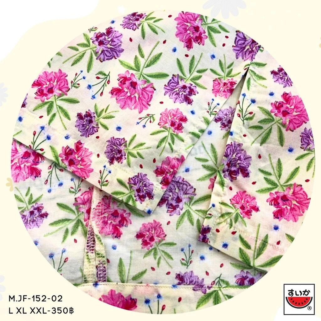 เสื้อแตงโม SUIKA คอจีนแขนสั้น ติดกระดุมหลัง ลายดอกไม้ M.JF-152 thumbnail 8