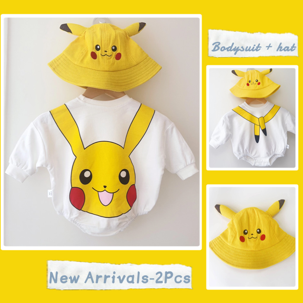 ฤดูใบไม้ผลิและฤดูใบไม้ร่วงใหม่เสื้อผ้าเด็กชายหญิงบอดี้สูทแขนยาวพร้อมหมวก0-24เดือนผ้าฝ้ายแท้สุดน่ารักการ์ตูนสามเหลี่ยม ชุดรอมเปอร์