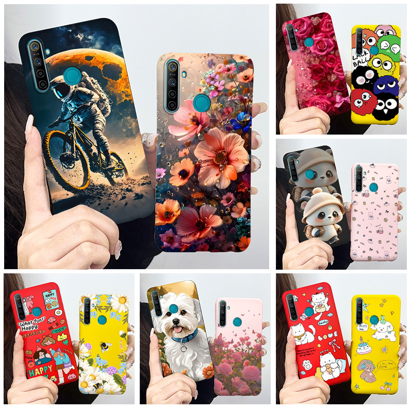 น่ารักการ์ตูน Panda สําหรับ Realme 5 5i 6i 5s C3 5Pro เคสโทรศัพท์สีลูกกวาดซิลิโคนนุ่ม TPU ป้องกันสําหรับ Realme5 Realme6i กรณี