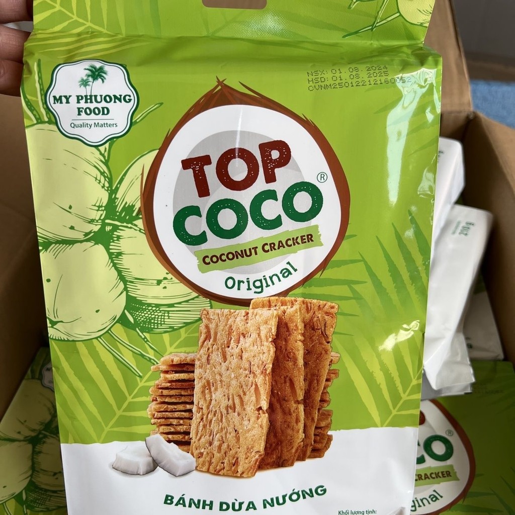 ใหม่สําหรับปี 2026เวียดนามมะพร้าวกรอบ MYPHUONGFOOD บิสกิตมะพร้าวดั้งเดิมของว่างสบายๆกรอบ 210g20250626