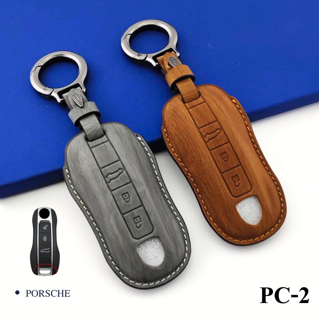 เคสหนังกุญแจรีโมทรถยนต์ Panamera Macan 718 Porsche ซองหนังสี
