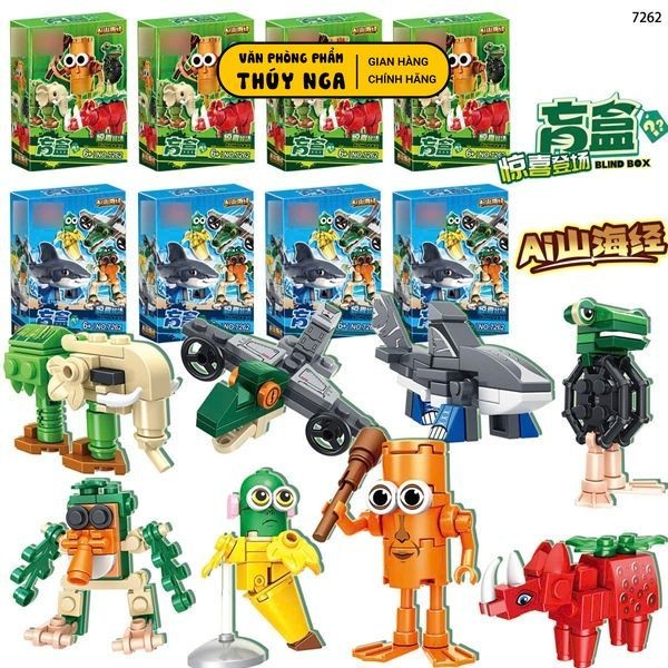 BLIND BOX ประกอบของเล่น Tung Tung Tung Sahur Shark (9x4,5x12cm) - Lego สุดฮอตสําหรับเด็ก 7262