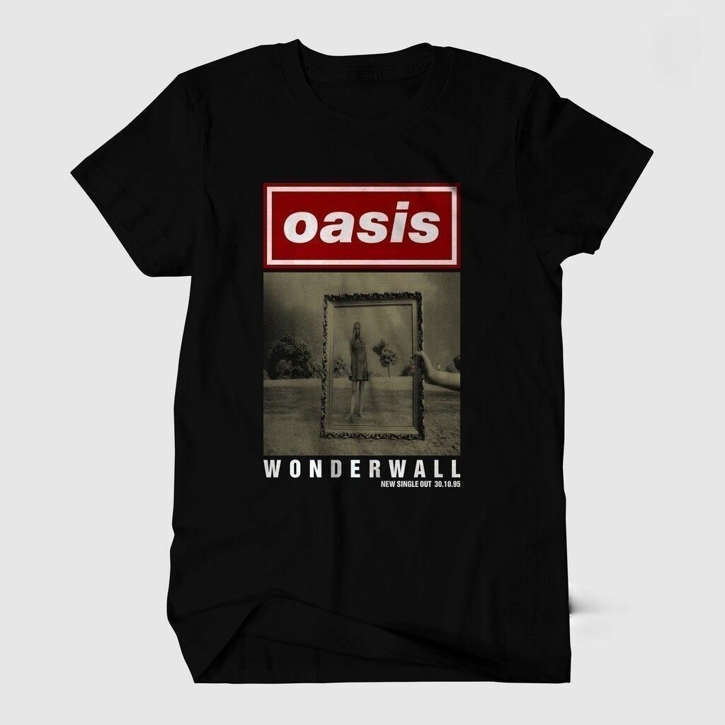 OASIS WONDERWALL เสื้อยืดผ้าฝ้ายวงดนตรีแฟชั่น/ร็อคเมทัล