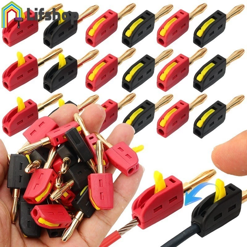 4MM Banana Plug 32A 320V High Current Quick-Connect, PA6 Nylon & Brass Audio Connector สําหรับลําโพง/Amplifier, V0 สารหน่วงไฟ, สีดําและสีแดง