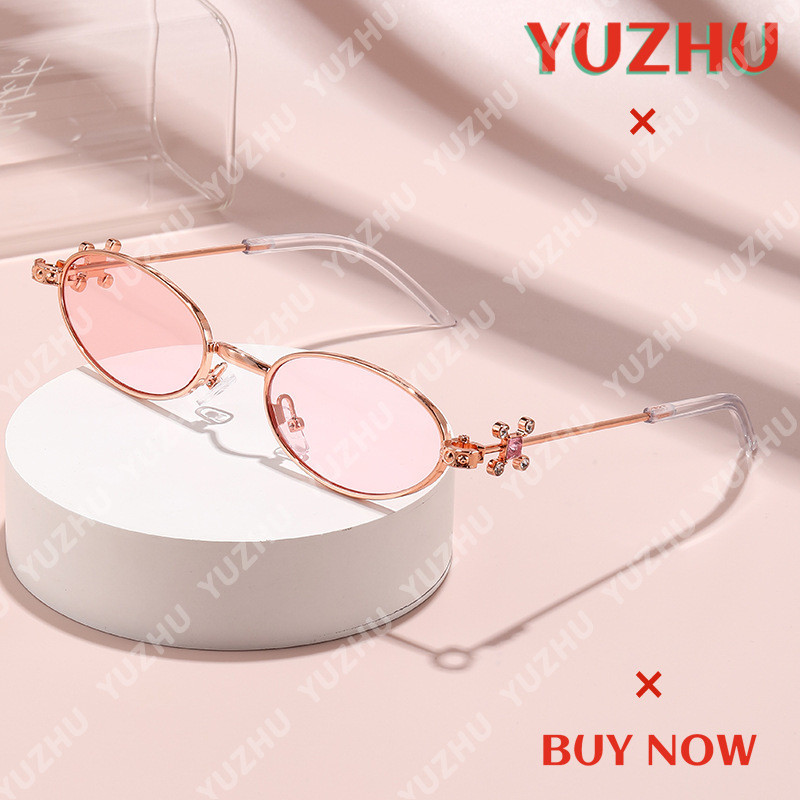 (ยูซู)การออกแบบเกาหลีเพชรแฟชั่นแสงอัลตร้ารูปไข่กรอบแว่นกันแดดป้องกันรังสียูวีสําหรับผู้หญิง