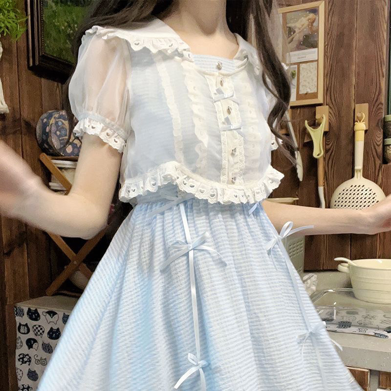 ชุดสองชิ้นลูกไม้สำหรับผู้เดินทาง ออกแบบตุ๊กตาฟอง สวมใส่ได้นอกและใน