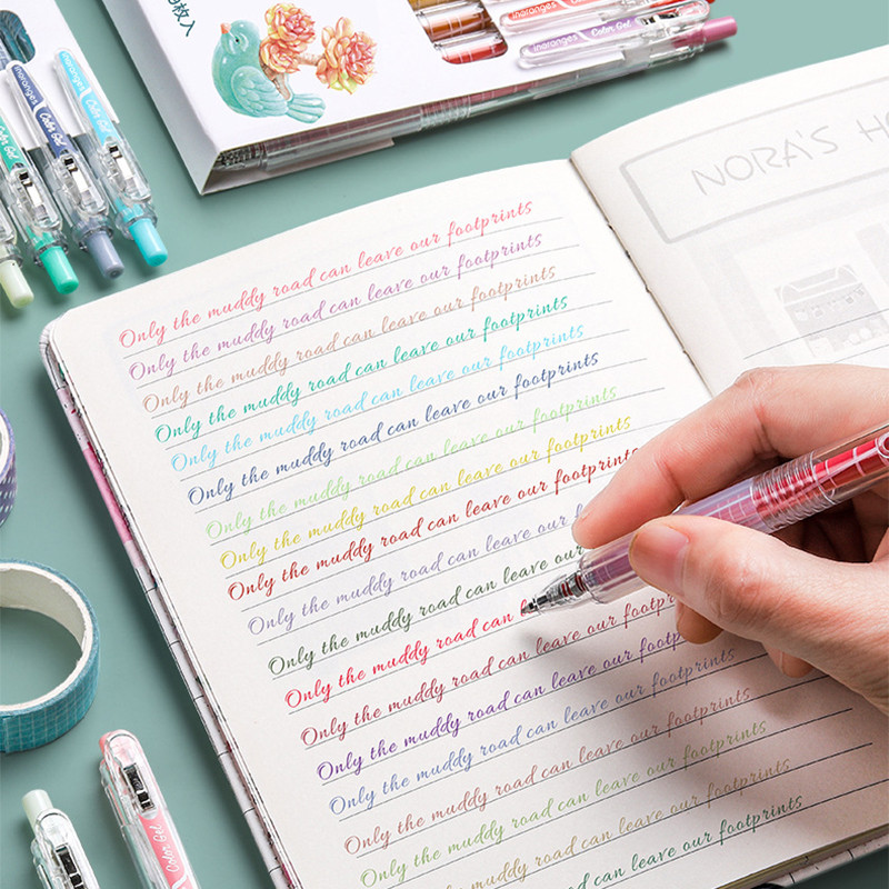 ชุดปากกาเจลสี 9 ชิ้น 0.5 มม. ชุดปากกาสี สี Morandi ปากกากดบน ปลายปากกาน่ารักสําหรับ โรงเรียนเครื่องเขียนสํานักงาน - รูปที่ 5