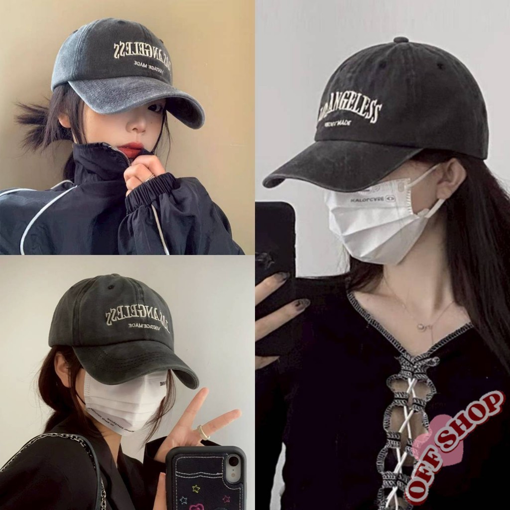 OFF SHOP 🥻ใหม่ 2025 หมวกปีก ผ้ายีนส์สียีนส์ Caps ปักตัวอักษรเท่ๆ ย้อนยุค' MK-8