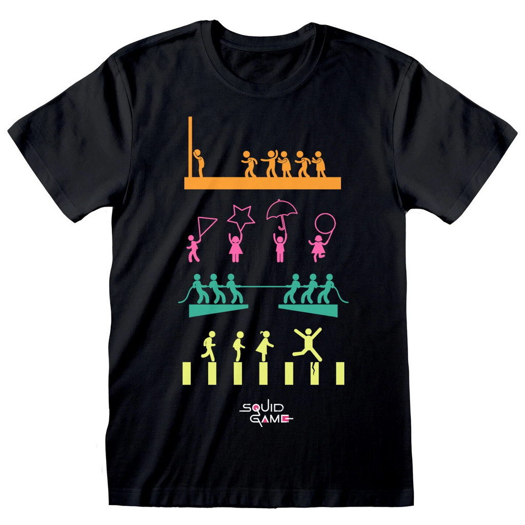Squid Game 3 Games Black T-Shirt NEW S-5XL