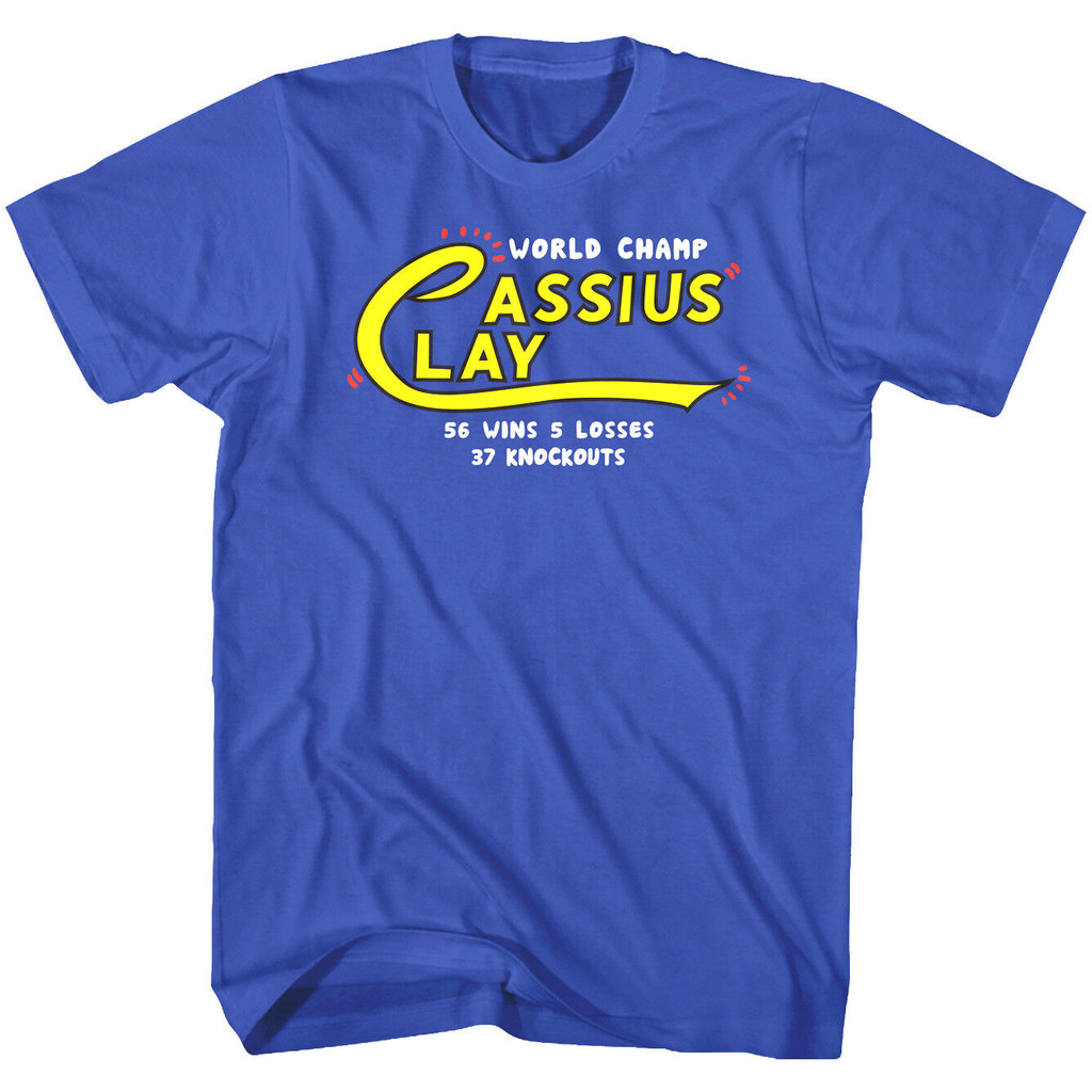 Muhammad Ali Cassius Clay World Champ Mens T Shirt Unbeatable Boxing Legend Blue