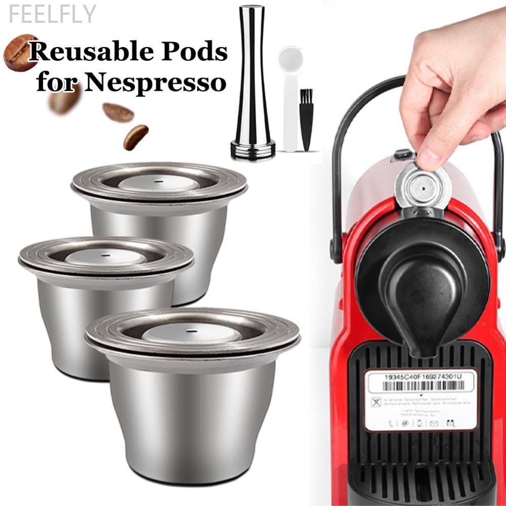 Feelfly Reusable Pods สําหรับ Nespresso สแตนเลสแคปซูล Crema Espresso ตัวกรองกาแฟ Reusable Pods อุปกร