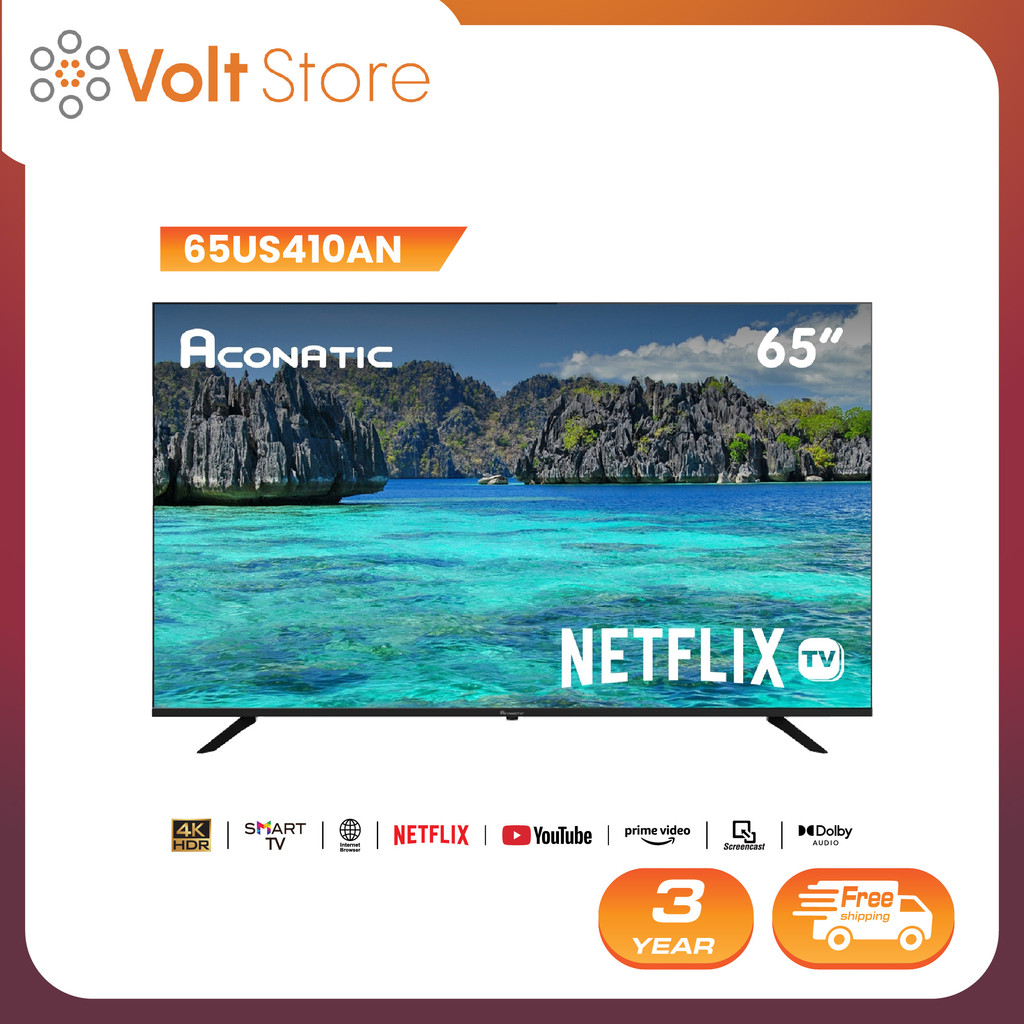 Aconatic ทีวี 65 นิ้ว LED 4K HDR Netflix TV รุ่น 65US410AN Smart TV (Netflix v5.3) สมาร์ททีวี