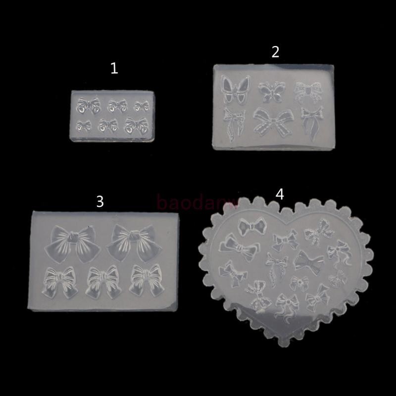 Bdw 3D Mini Bowknot Mould เล็บประติมากรรมปั๊มแผ่นซิลิโคนเล็บแกะสลักแม่พิมพ์