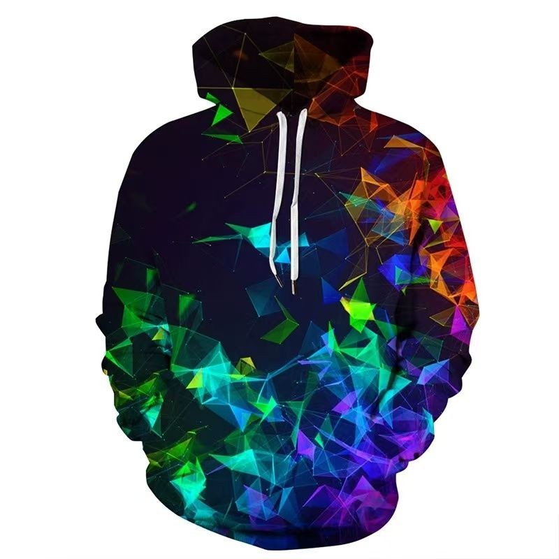 Street Hip-Hop Technology Future Sense 3d เสื้อฮู้ดสะท้อนแสงเรืองแสงพิมพ์แขนยาว