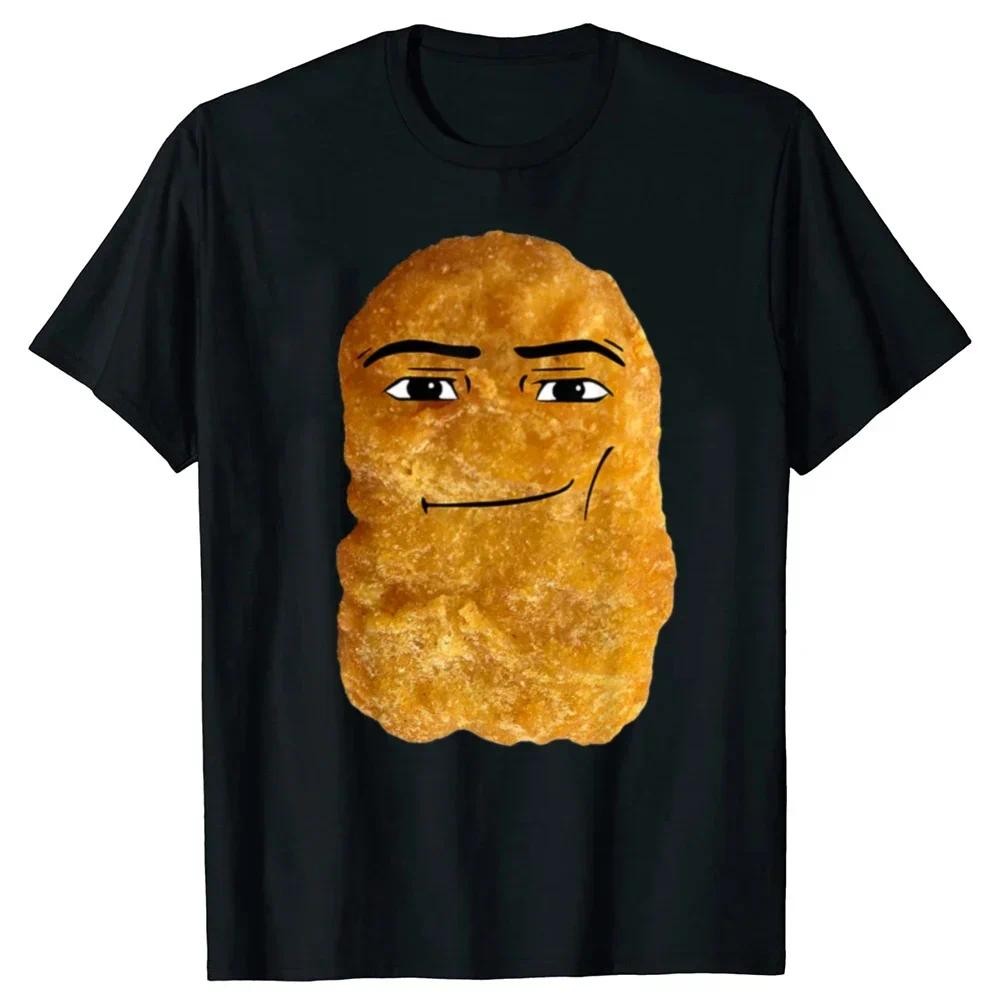 HOT NEW2025 อารมณ์ขันตลกไก่ Nugget Meme เสื้อยืดผู้ชายผู้หญิงตลกอาหารผ้าฝ้ายยูโรขนาด O-คอสบายๆขนาดใหญ่ Unisex Tees