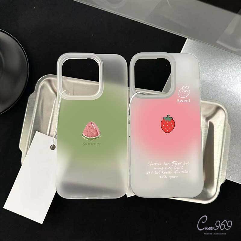 น่ารักแตงโมสตรอเบอร์รี่คู่ เคสไอโฟน IPhone 7Plus 15 14 11 16 13 12 Pro Max X XR 7 8 16 15 Plus XS Max SE 2020 TPU เคส