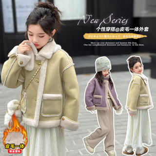 ฤดูใบไม้ร่วงและฤดูหนาวใหม่ - สาวขนสัตว์เสื้อโค้ทเด็กเพิ่มขนส…