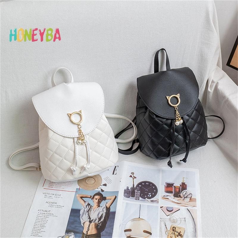 <Honeyba> Women PU Leather Shoulder Mini Small Backpack Multi-Function Student Backpack Nice