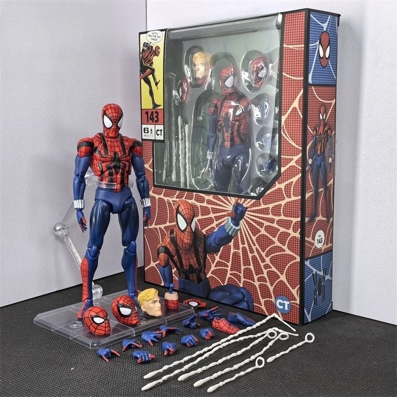 Ct MAF143 SpiderMan Ben Reily พร้อมหน้ากากใหม่หัวประติมากรรมรูปการกระทําของเล่นตกแต่ง