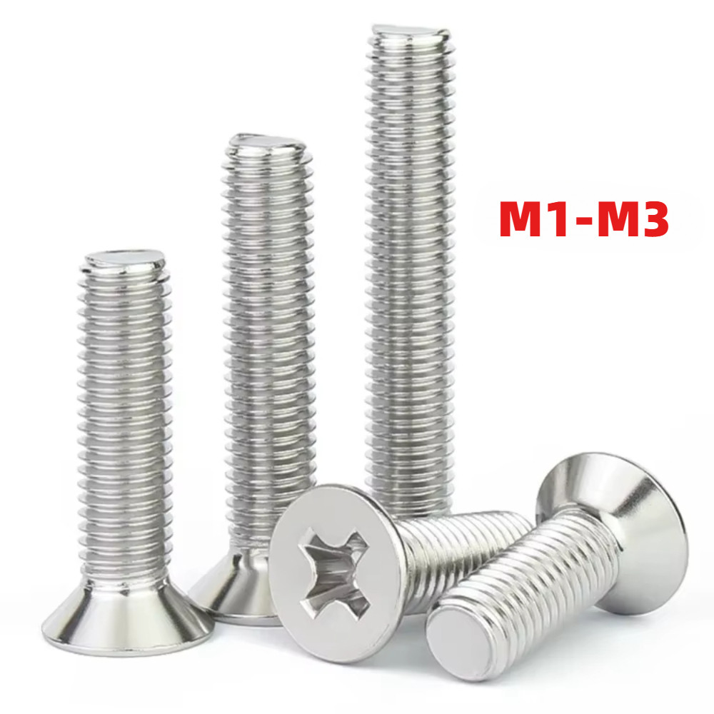 [HKH] M1 M1.2 M1.4 M1.6 M2 M2.5 M3 304 สกรูหัวจมสแตนเลส สกรูแบนข้าม