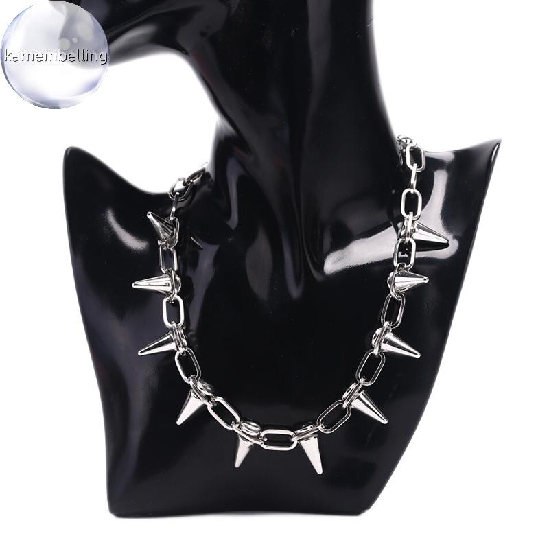 Kamedbelling ใหม่ Spike Rivet Punk สร้อยคอ Goth Rock Biker Link Choker สร้อยคอเครื่องประดับ EN