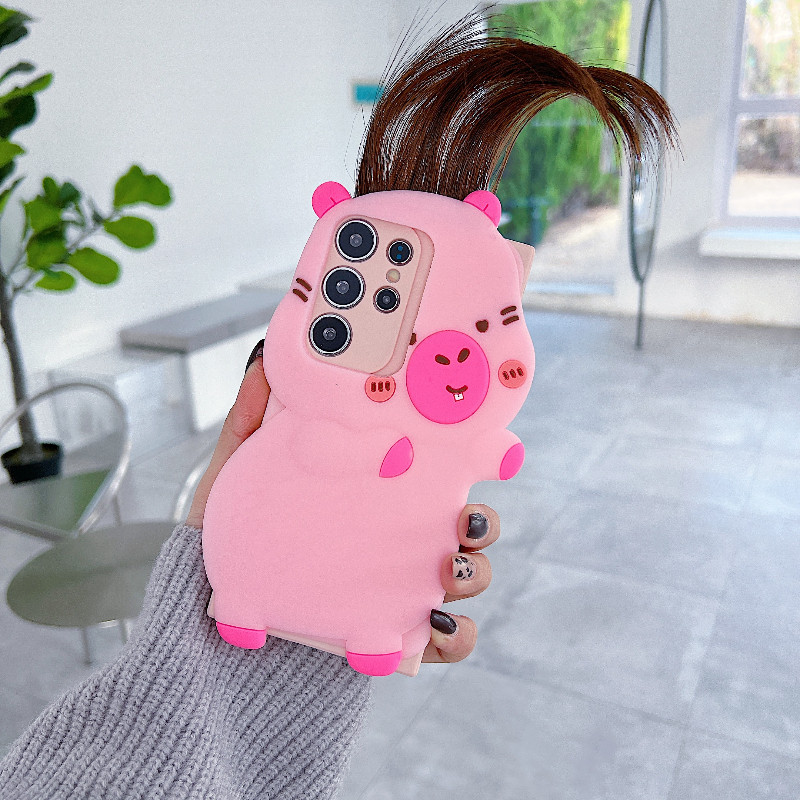 ตลก Capybara พร้อมผมปลอกสําหรับ OPPO A3 A3 Pro A3X A18 A38 A58 A78 4G A97 A95 F11 F27 Pro A57 A39 A59 A83 น่ารัก 3D สเตอริโอปกหลังนุ่มกันกระแทกเคสโทรศัพท์ - รูปที่ 5