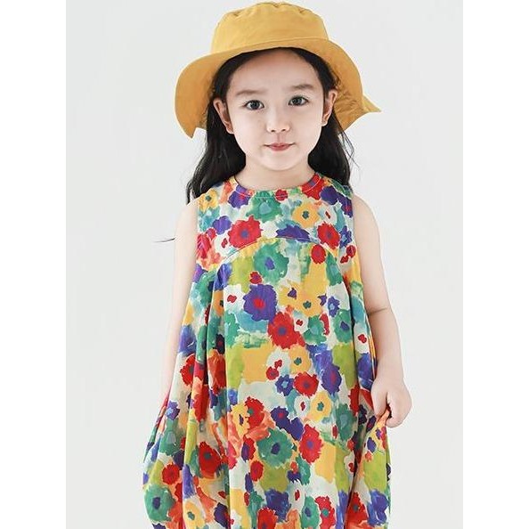 Hania kids ใหม่ ชุดเดรสแขนกุดลายดอกไม้สําหรับเด็กผู้หญิง - K4125213