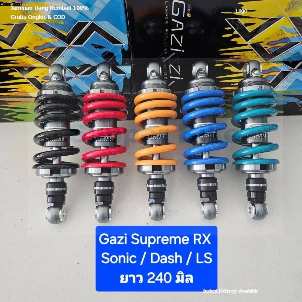 โช้คหลัง GAZI  Supreme RX Sonic / Dash / LS ยาว 240 มิล และ 255  มิล ของแท้ (1 ต้น)ร้าน Super Bike