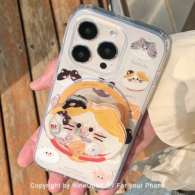Lucky Cat Shake สําหรับ Samsung s25ultra/s24 เคสโทรศัพท์แม่เหล็กดูด s23fe/s22/s21 + คู่ a55a16a35 กันกระแทกพับ ZFold6/5/4/3/s21fe/s20