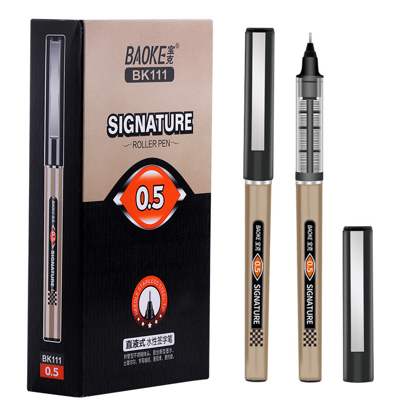 ปากกาเจลเหลว Baoke BK111 ปากกาโรลเลอร์บอล ความจุขนาดใหญ่ ปลายเข็ม 0.5 มม. ปากกาลายเซ็นน้ำ ปากกาคาร์บอน