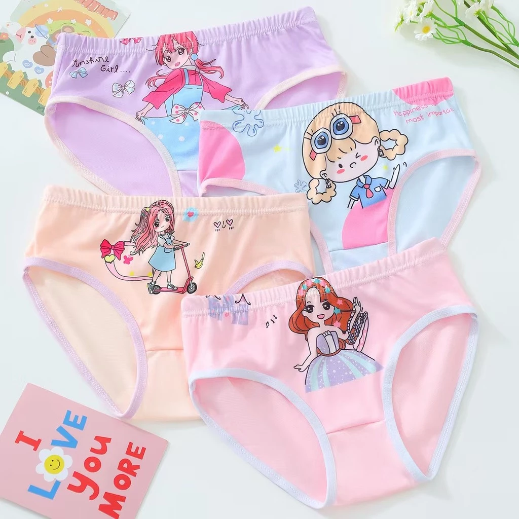 กางเกงในเด็ก (1ชุด4ตัว)มาใหม่. ลายสาวน่ารัก เนื้อผ้าบาง นุ่ม ใส่สบาย ระบายอากาศได้ดี