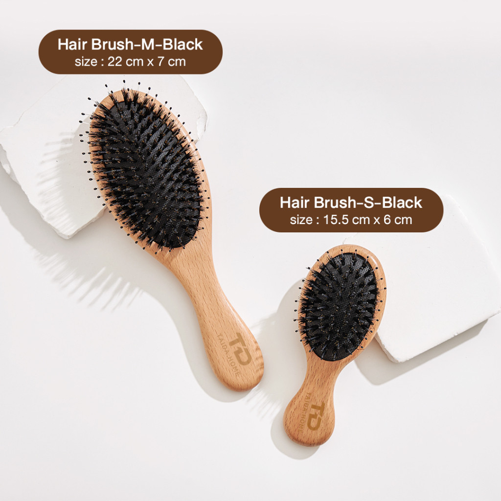 หวีขนหมูป่าแท้ ขนหมูป่าอัดแน่น ลดการหลุดร่วงของเส้นผม ช่วยให้ผมเงางาม ไม่พันกัน นวดหนังศีรษะ - รูปที่ 5