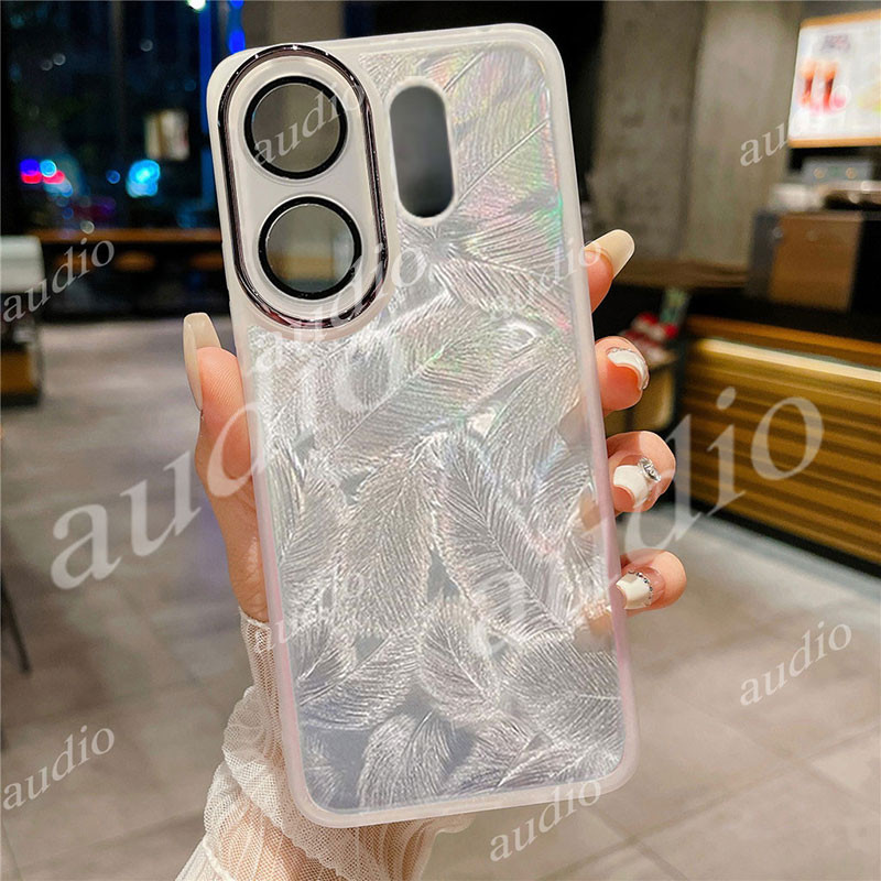 Vivo V60 5G เลเซอร์ Feather Glitter เคสโทรศัพท์สําหรับ vivo V60 Pro VivoV60 Pro 5G พร้อมเลนส์กล้องเต