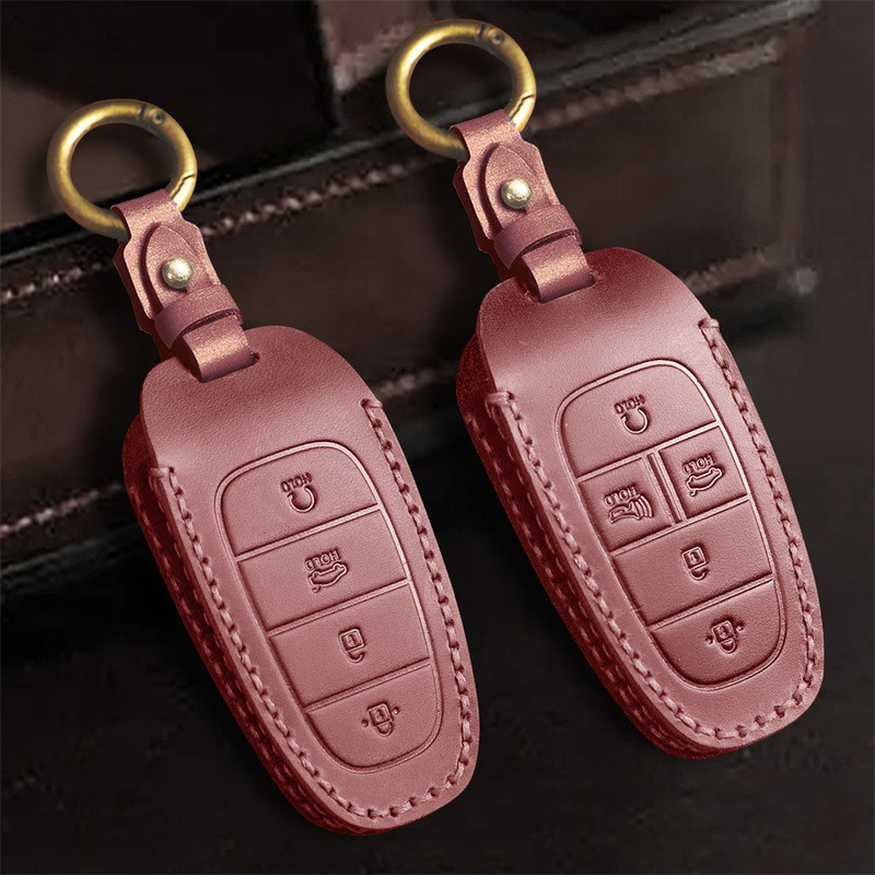 ปลอกกุญแจหนังสําหรับ Hyundai STARIA SONATA IONIQ5 tucson L 2024 Santafe รีโมทยานยนต์ Key Case ผู้ถือ