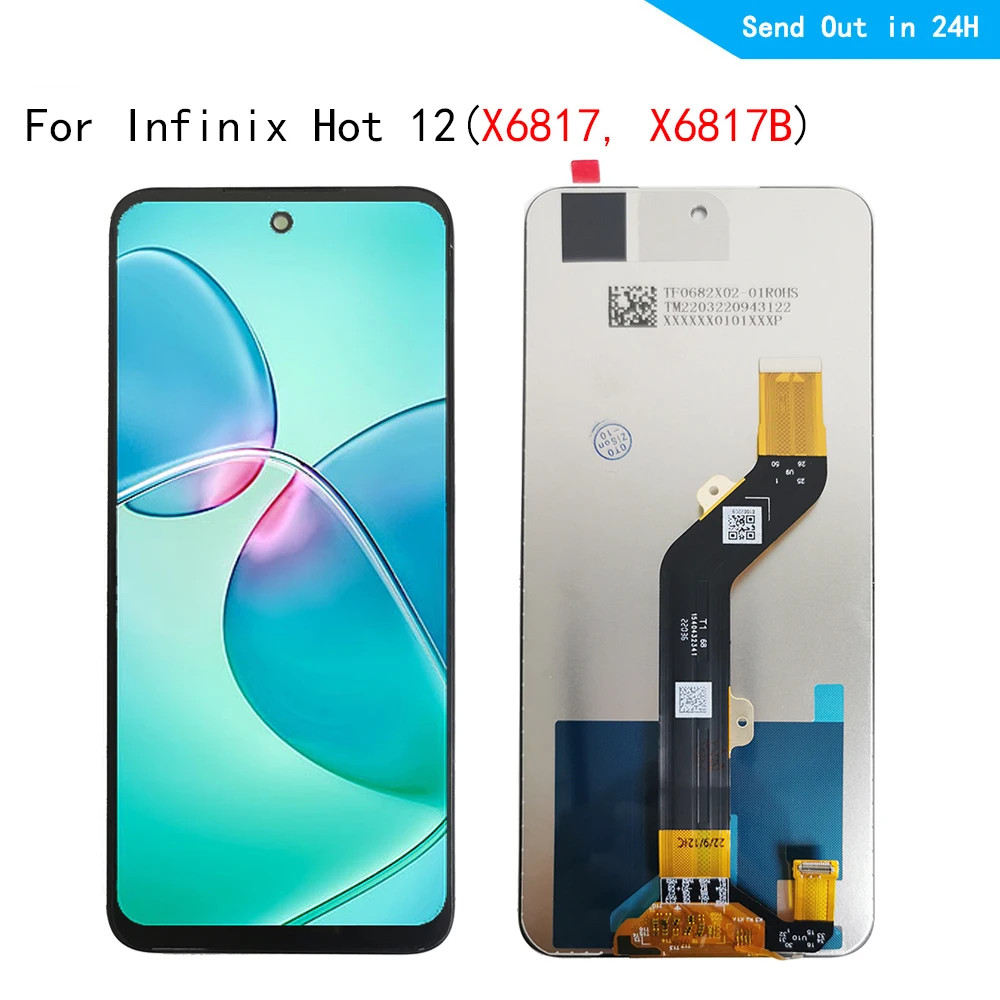 X6817 LCD 6.82 "IPS สําหรับ Infinix Hot 12 X6817 X6817B จอแสดงผล LCD Touch Panel Screen Digitizer กร