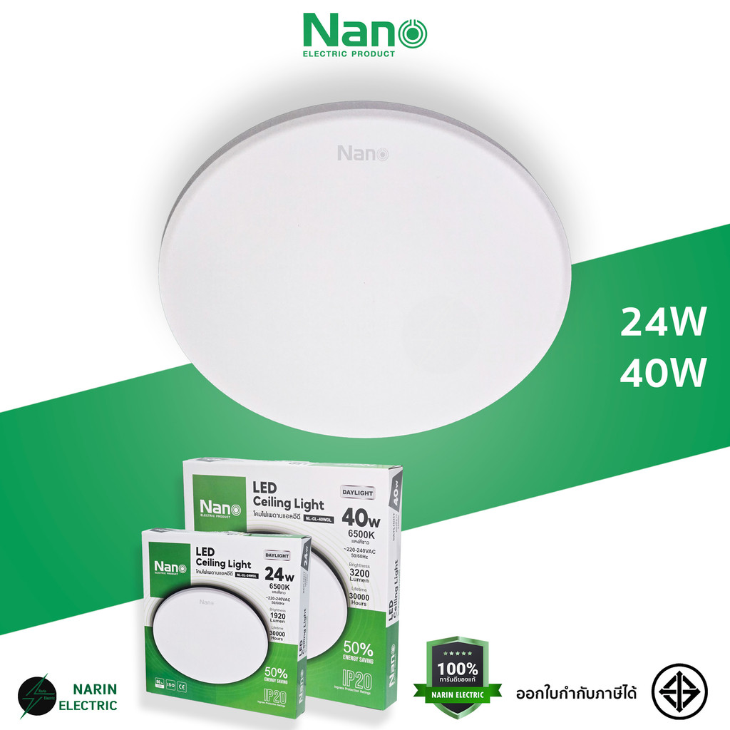 NANO โคมซาลาเปา โคมเพดานกลม LED 24W 40W NL-CL-24WDL NL-CL-40WDL แสงขาว 6500K