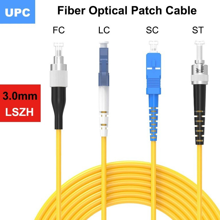 SC/LC/FC/ST UPC Fiber Optical Patch Cable Single mode Simplex 3.0mm 9/125um LSZH OS2 Fiber Optic สาย