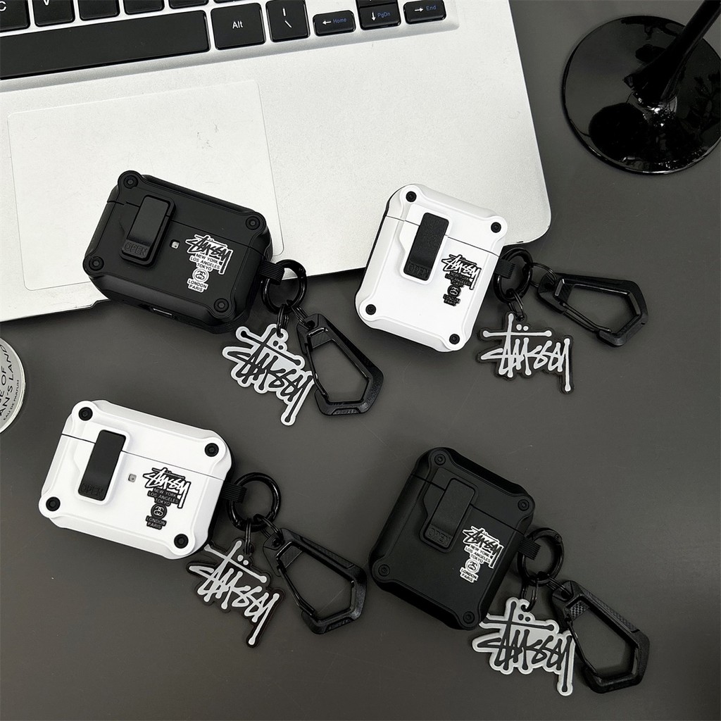 สําหรับ AIRPODS 4 ANC PRO3 1 PRO 2 3 เคสป้องกันแฟชั่น STUSY Lanyard สวิทช์ล็อคฝาครอบปลอก Shell