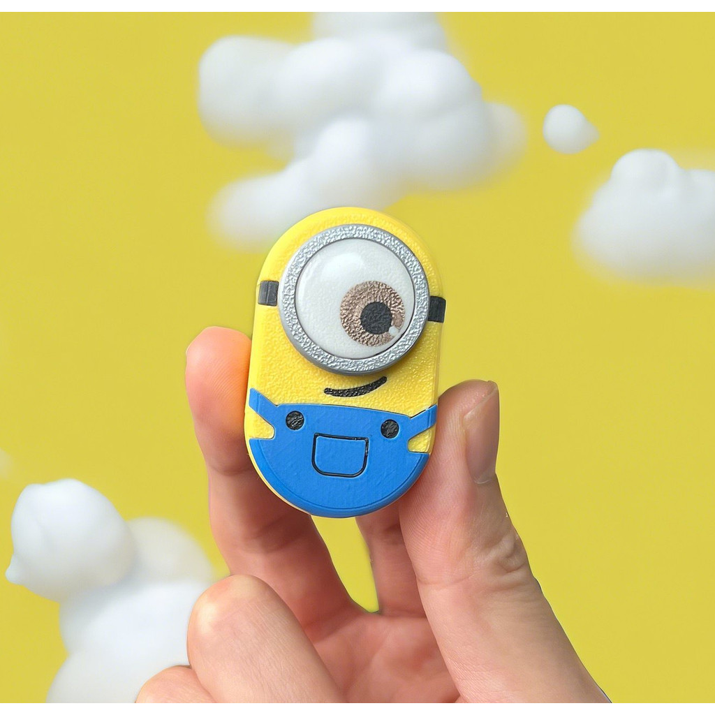 3D การพิมพ์ Minions Big Eyes น่ารัก Rhythm Magnetic Ding Ding Push Card Decompression ของเล่น edc