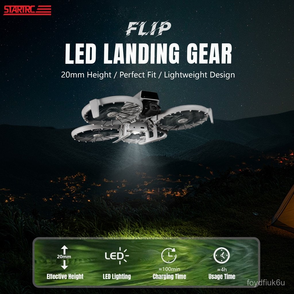 For DJI FLIP night flight illuminated tripod foldable landing gear tripod searchlight drone accessor