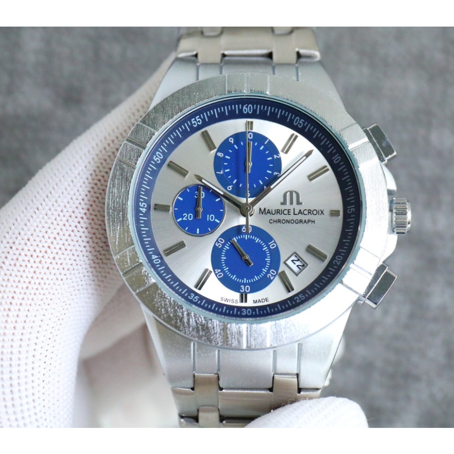 Maurice lacroix แฟชั่นผู้ชายธุรกิจนาฬิกามัลติฟังก์ชั่นสามตา Chronograph Quartz Movement นาฬิกากีฬาลํ