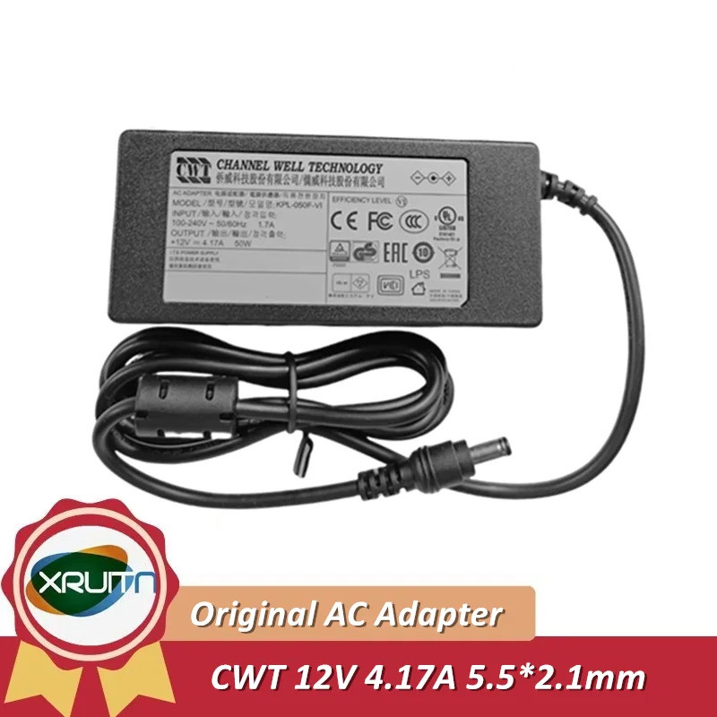 ของแท้ CWT 12V 4.17A 50W KPL-050F-VI AC อะแดปเตอร์แหล่งจ่ายไฟ Charger 5.5*2.1 มม.KPL-050F