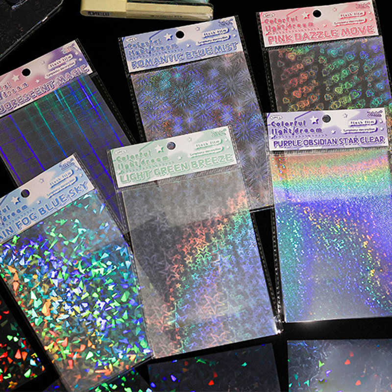 6 แผ่นสีสันสดใส Dream Series สติกเกอร์ PET ตกแต่ง DIY Laser Gliter วัสดุ Decals