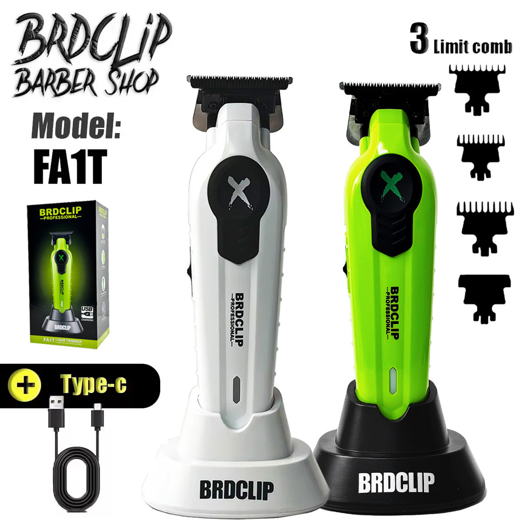 ใหม่ 2025 BRDCLIP FA1T สีเขียว Professional Hair Trimmer ตัดผมแกะสลัก Gradient Finish เครื่อง Clipper ไฟฟ้าพร้อมแท่นชาร์จ